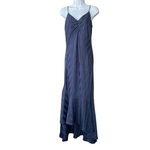 Sugar + Lips NWT Blue Stripe Asymmetrical Spaghetti Strap Maxi Dress Size Small